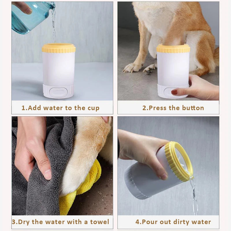 Limpiador automático de patitas para tu mascota, cepillo con agujas de silicona suave para perros y gatos