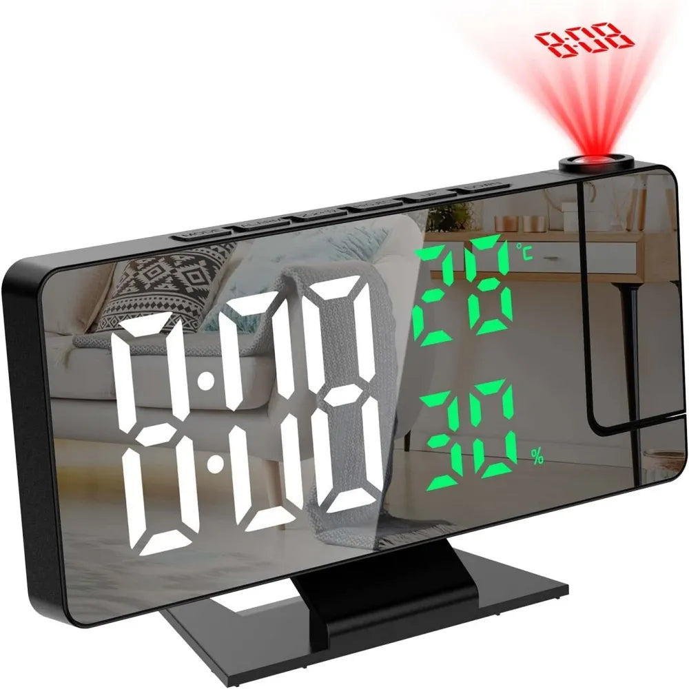 Reloj despertador digital con proyector de hora 180°